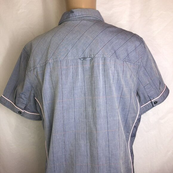 Coevals Club Men's Blue Pink Plaid Button Up Large Short Sleeve Casual Shirt L - Picture 6 of 11